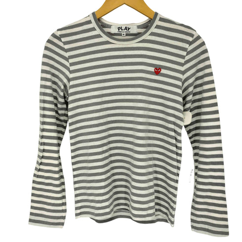 プレイコムデギャルソン PLAY COMME des GARCONS ミニハートワッペン クルーネックボーダー長袖カットソー レディース JPN:M